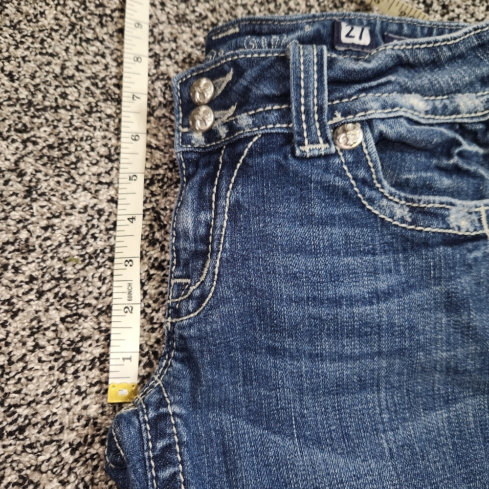 Y2k Miss Me Cropped Bermuda Shorts,Skull Pocket Accent,Bling, Women's 27, 2000's - Picture 5 of 10